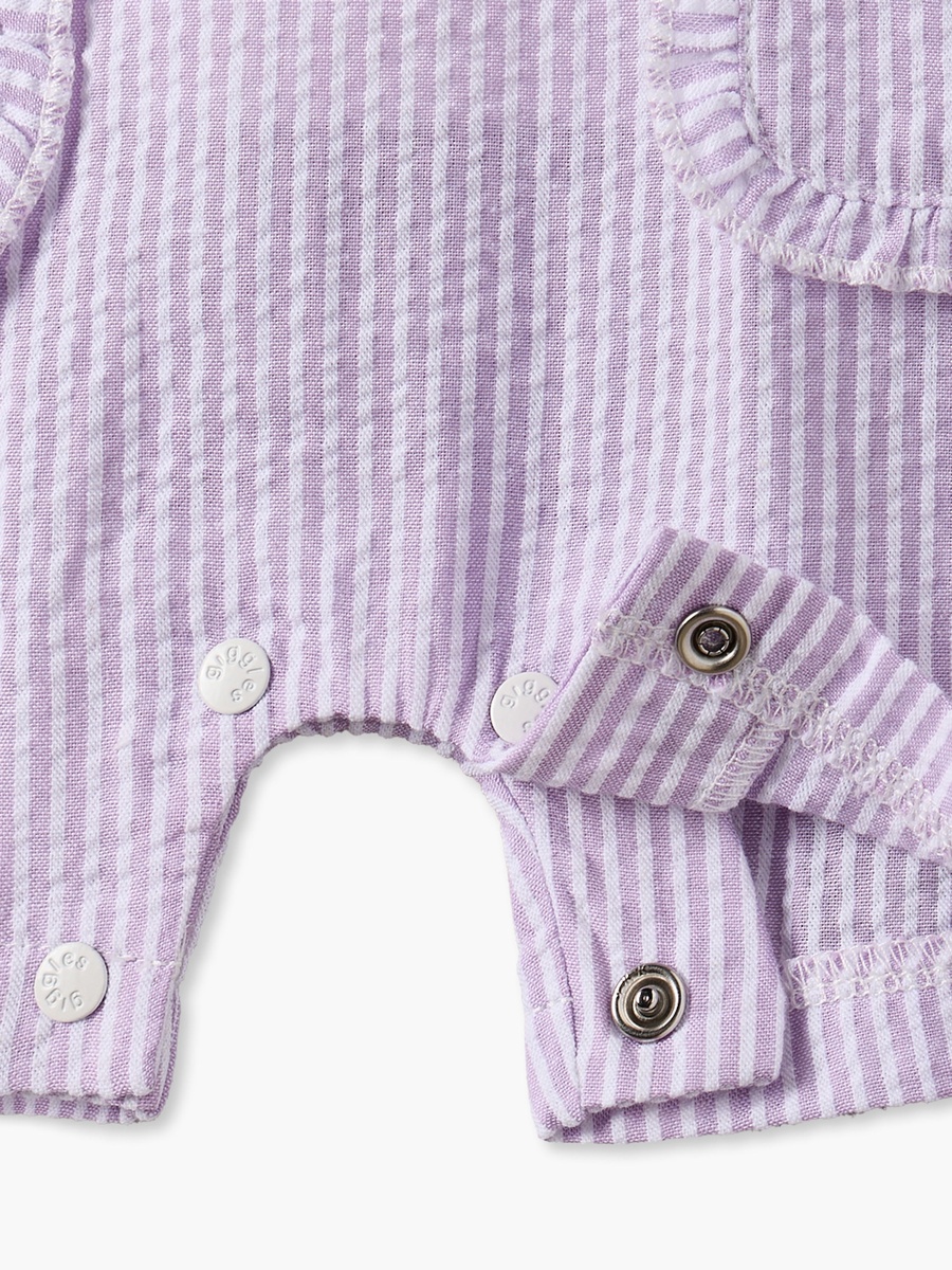 Crew Short Sleeves Top and Dungaree Set with Stripes