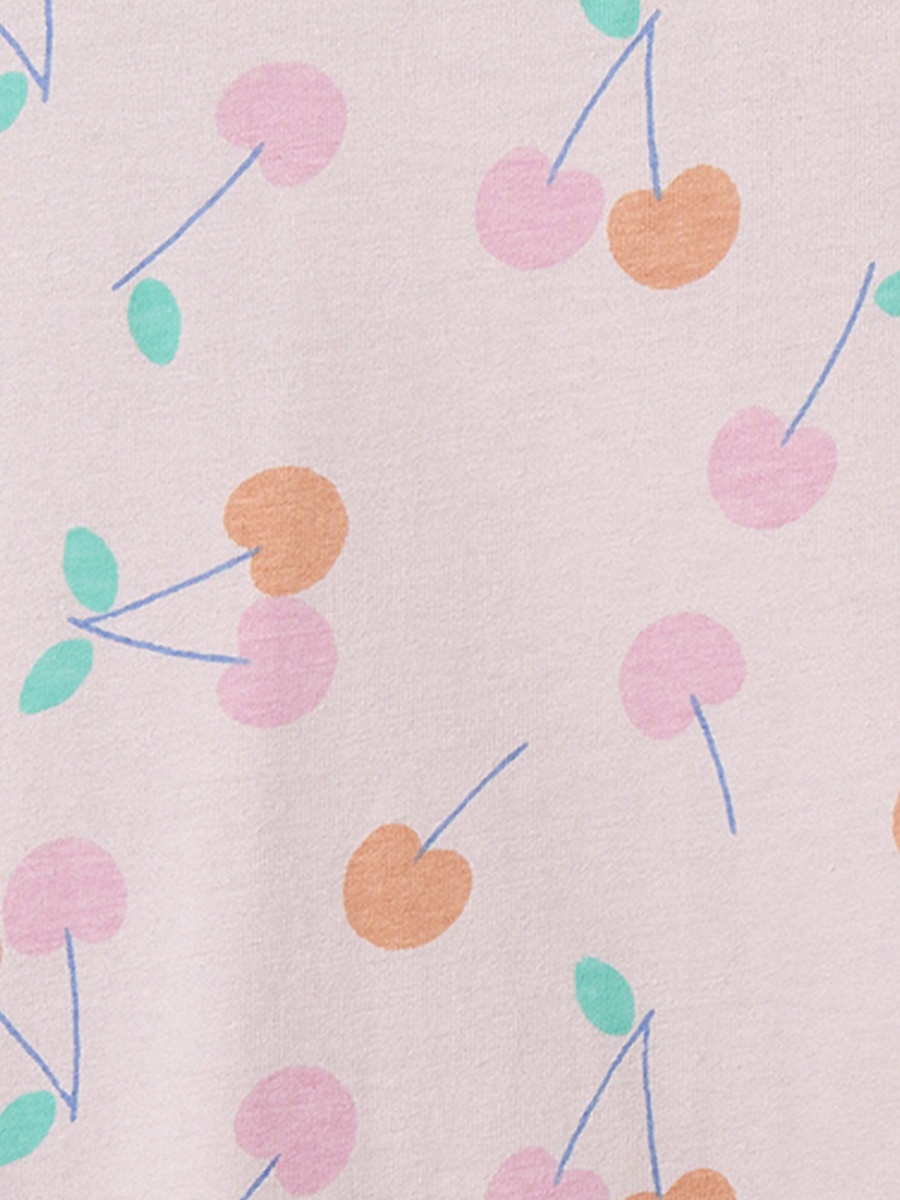 Cotton Crew Neck Short Sleeves Sleepshirt with Cherry Print