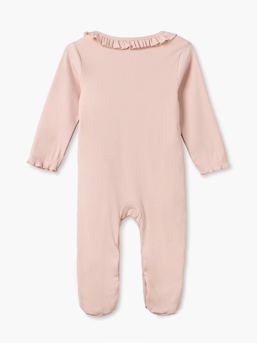 Cotton Crew Neck Long Sleeves Sleepsuit with Snap Button Closure