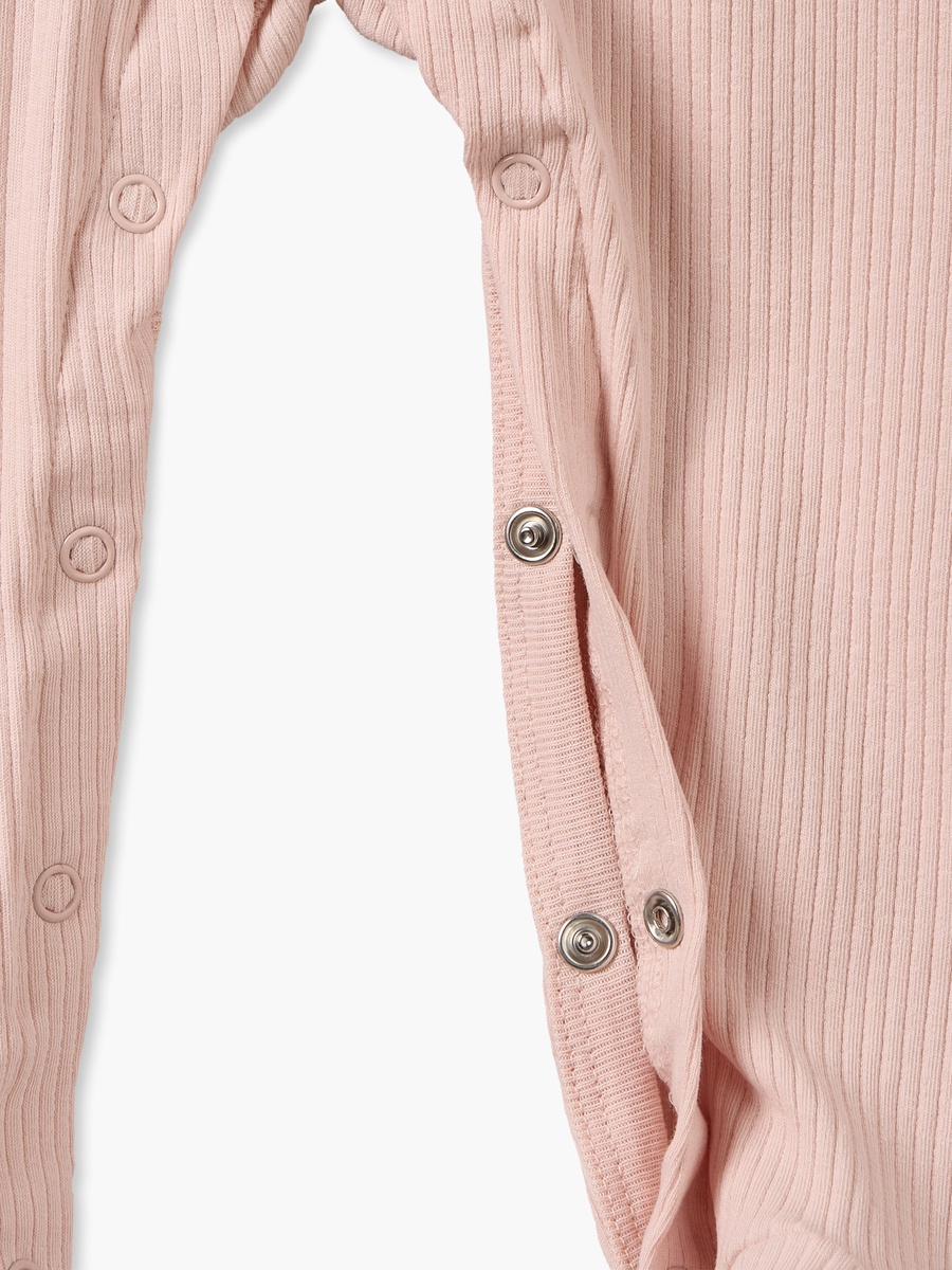 Cotton Crew Neck Long Sleeves Sleepsuit with Snap Button Closure