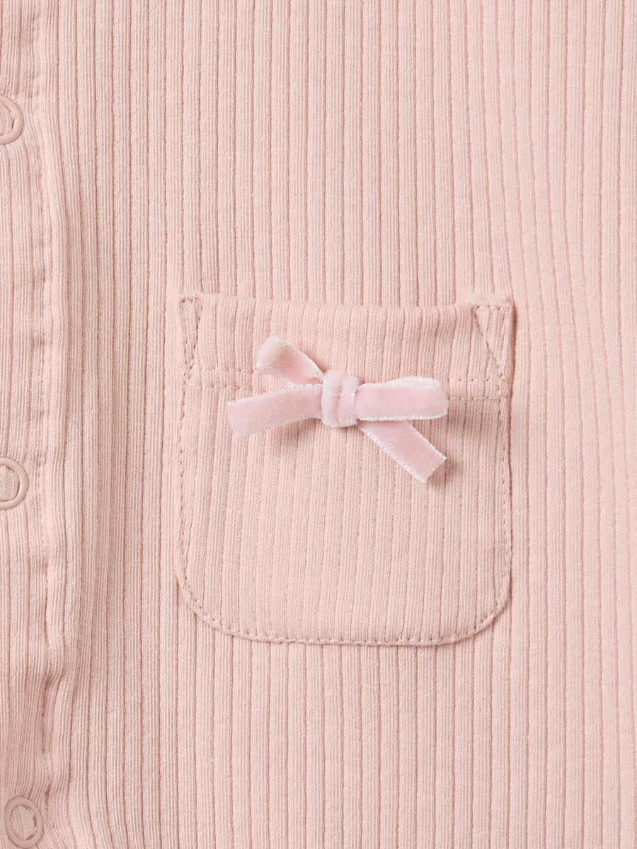 Cotton Crew Neck Long Sleeves Sleepsuit with Snap Button Closure
