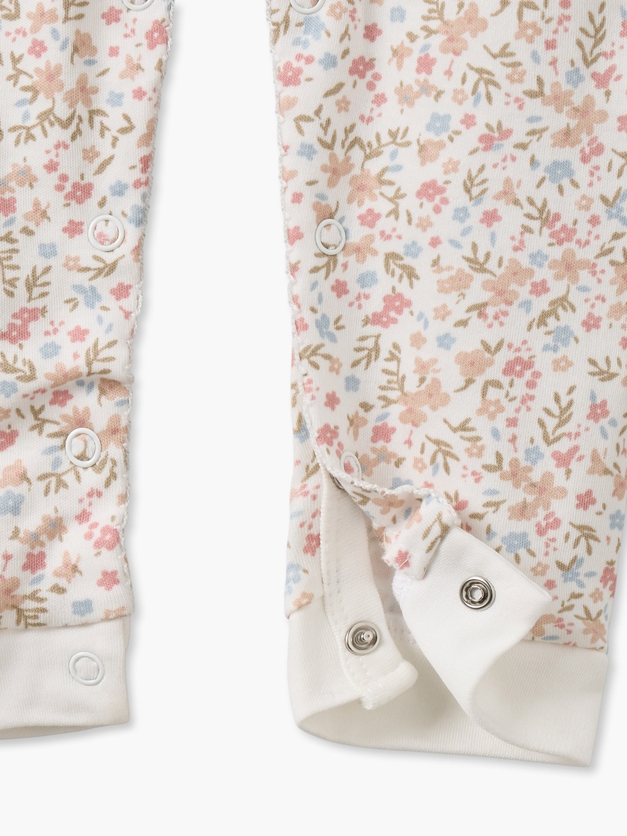 Cotton Crew Neck Long Sleeves Sleepsuit with Floral Print