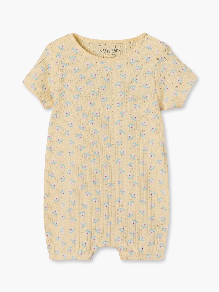 Pack of 3 Crew Neck Short Sleeves Rompers with Floral Print