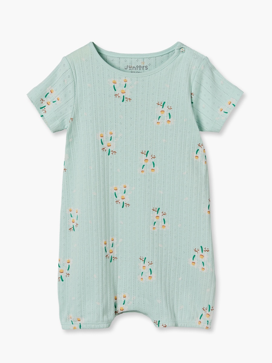 Pack of 3 Crew Neck Short Sleeves Rompers with Floral Print