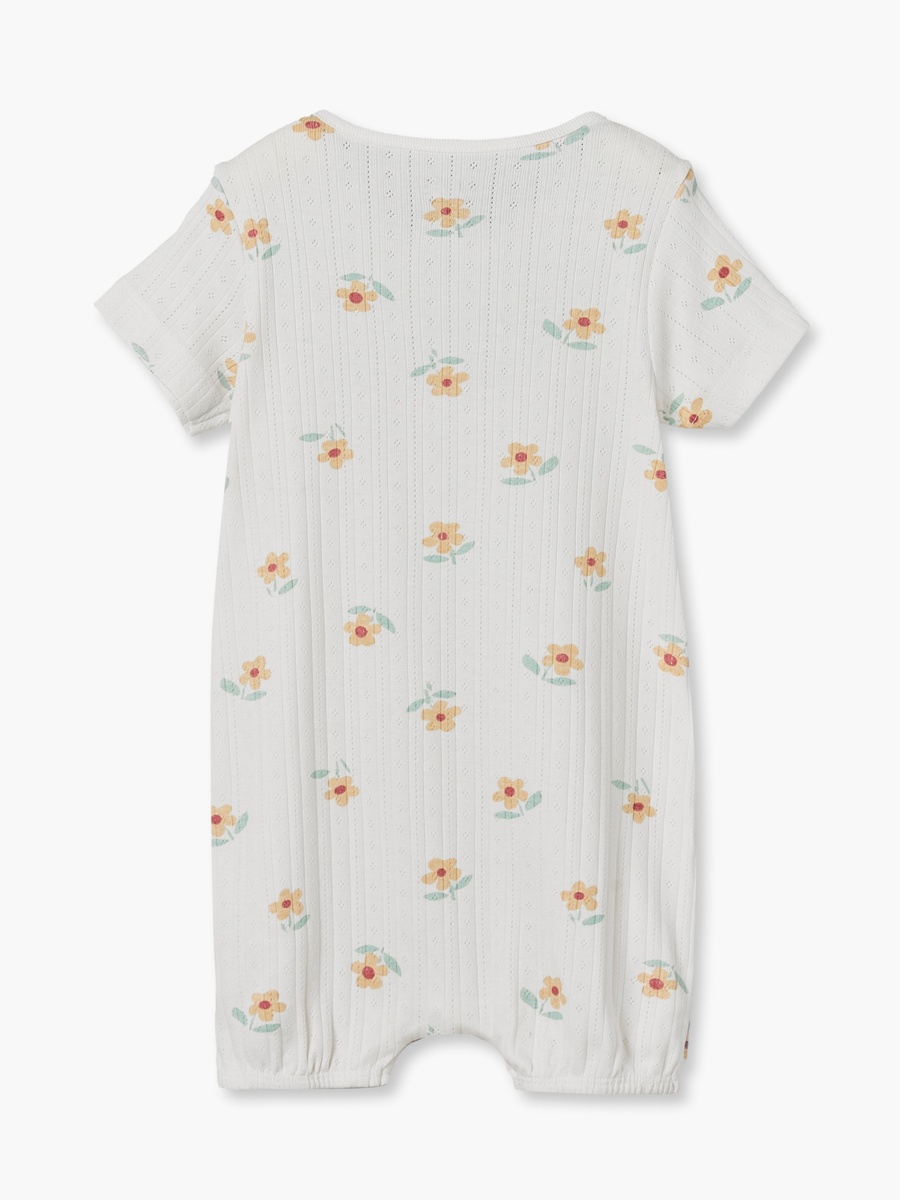 Pack of 3 Crew Neck Short Sleeves Rompers with Floral Print
