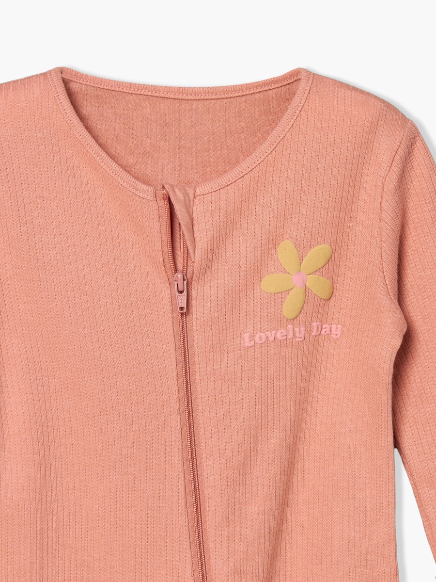 Pack of 3 Cotton Round Neck Long Sleeves Sleepsuit with Floral Print