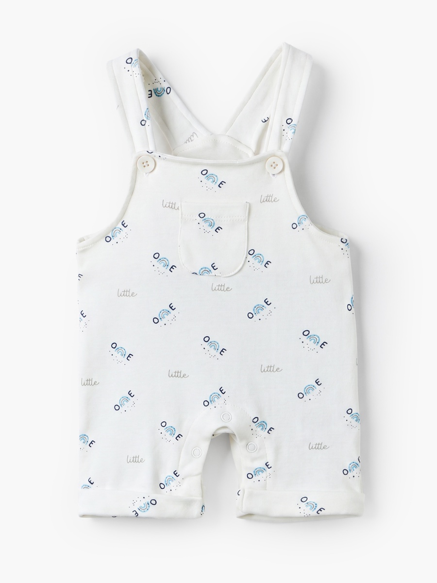 Crew Neck Short Sleeves T-Shirt and Dungaree Set with Rainbow Print