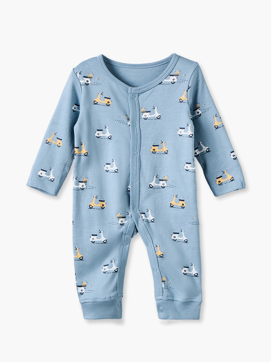 Pack of 3 Cotton Crew Neck Long Sleeves Sleepsuit with Scooter Print