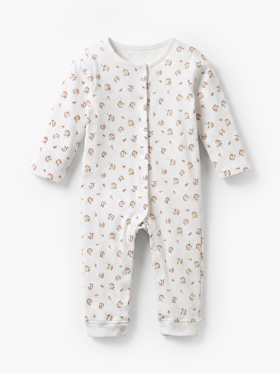 Pack of 3 Crew Neck Long Sleeves Sleepsuit with Floral Print