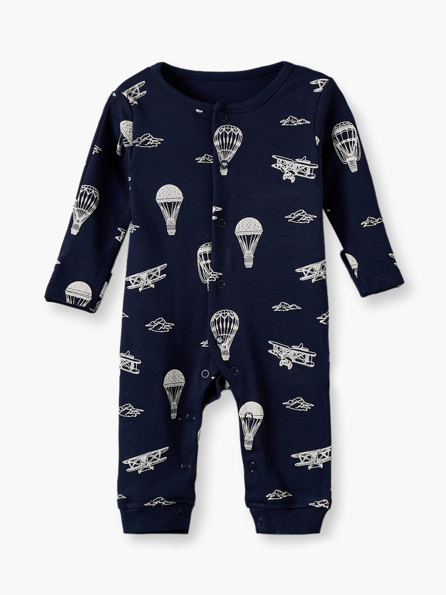 Pack of 3 Cotton Crew Neck Long Sleeves Sleepsuit with Hot Air Balloon Print
