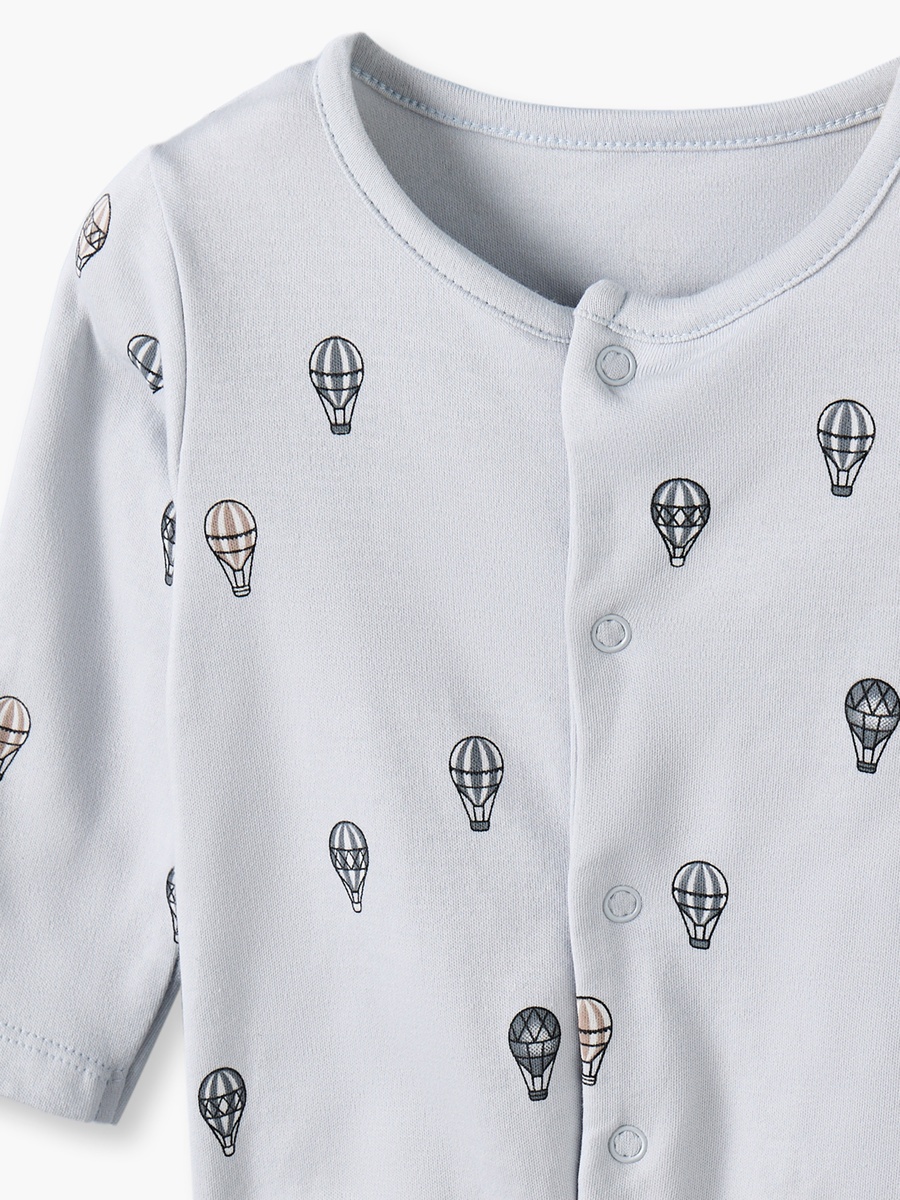 Pack of 3 Cotton Crew Neck Long Sleeves Sleepsuit with Hot Air Balloon Print