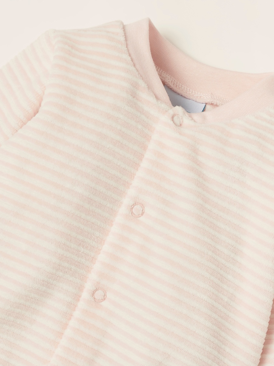 Striped Closed Feet Sleepsuit with Long Sleeves