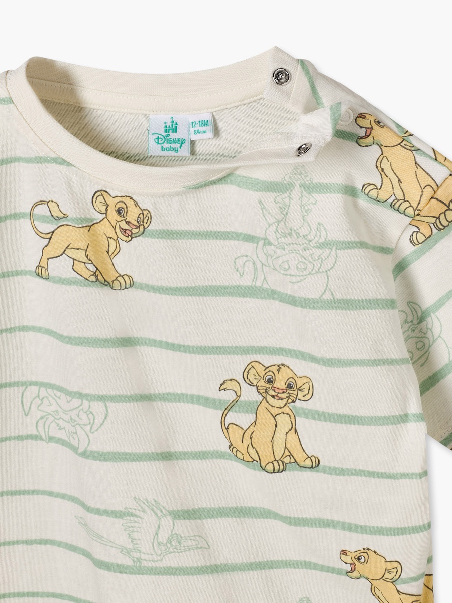 Crew Neck Short Sleeves T-Shirt and Shorts Set with Lion King Print