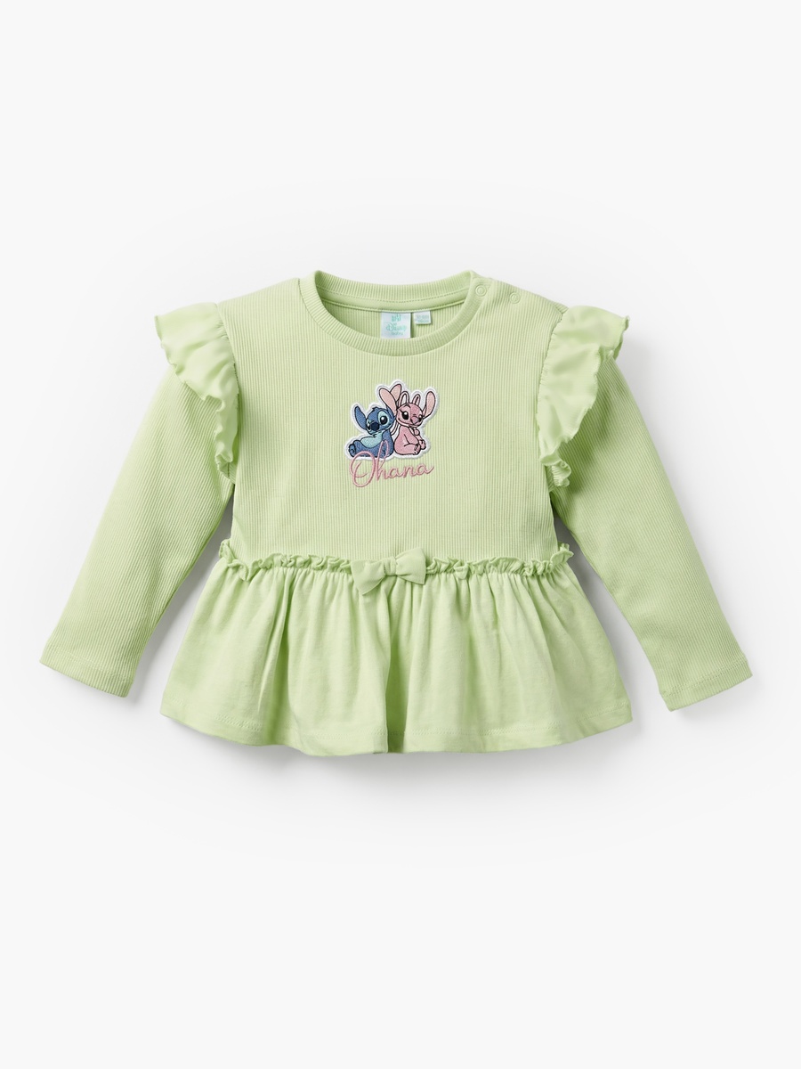 Round Neck Long Sleeves Top and Pants Set with Angel and Stitch Applique