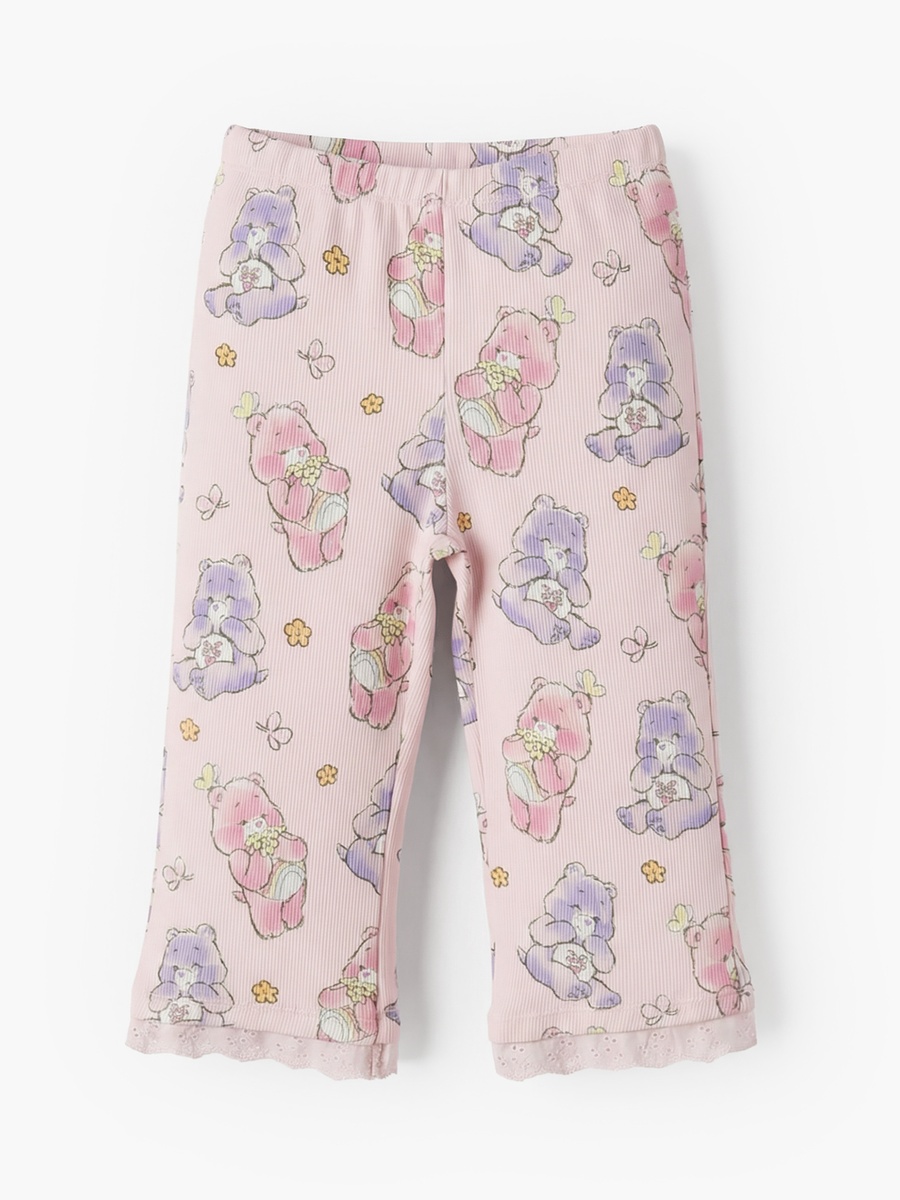 Round Neck Long Sleeve Top and Pyjama Set with Care Bear Print