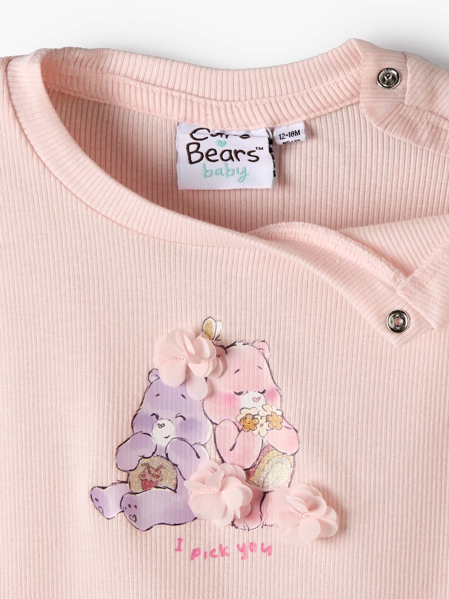Round Neck Long Sleeve Top and Pyjama Set with Care Bear Print
