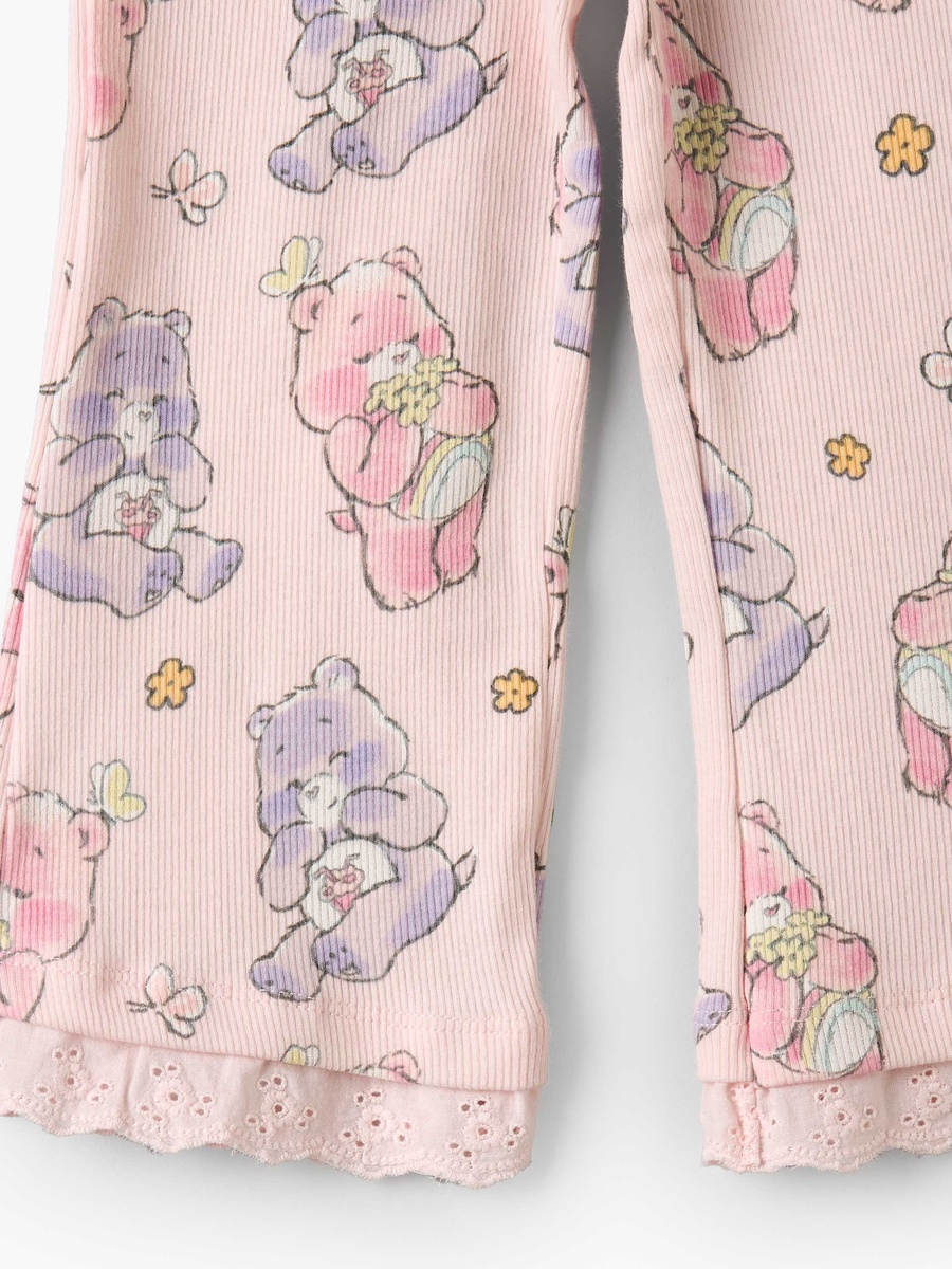Round Neck Long Sleeve Top and Pyjama Set with Care Bear Print