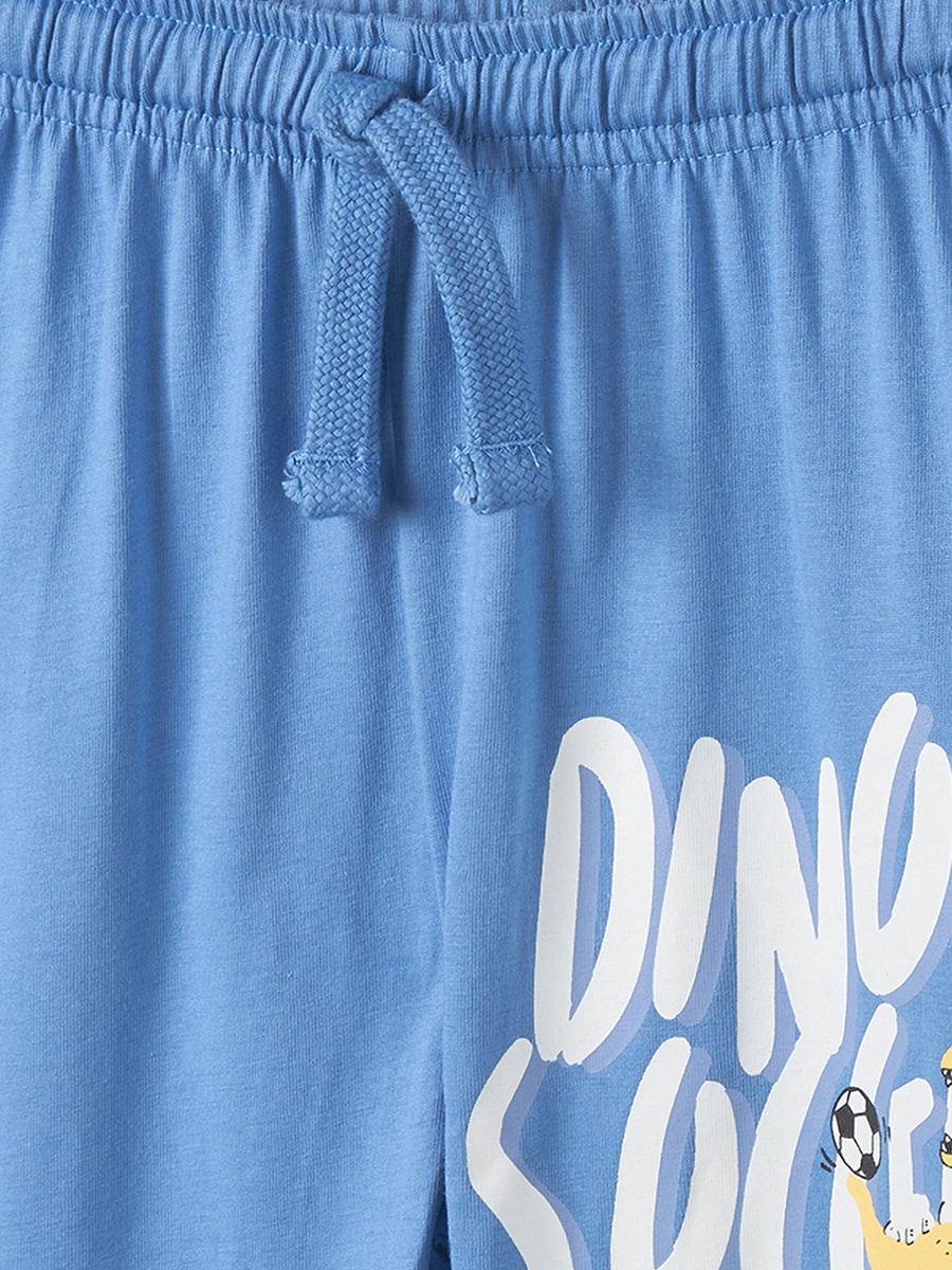 Cotton Crew Neck Long Sleeves Pyjama Set with Dinosaur Print