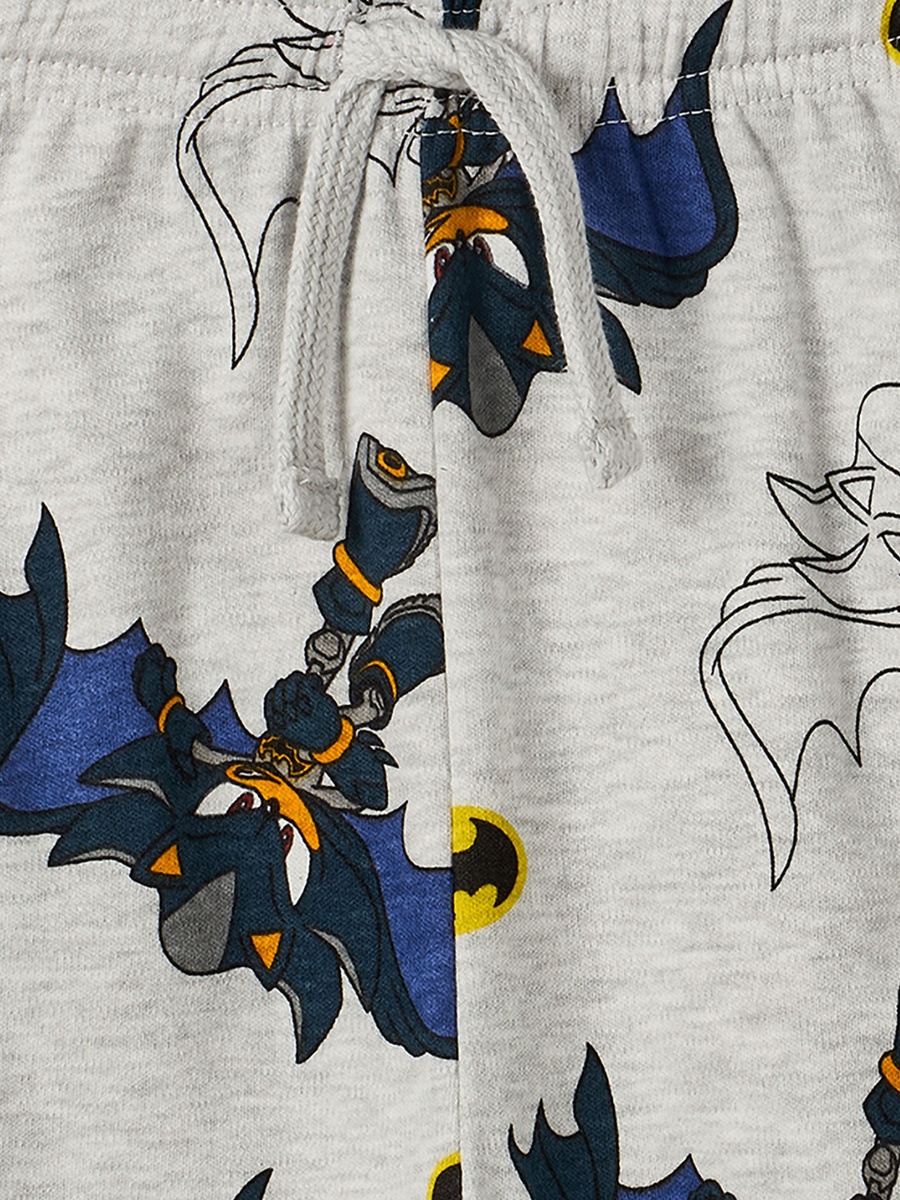 Cotton Crew Neck Long Sleeves Pyjama Set with Batman Print