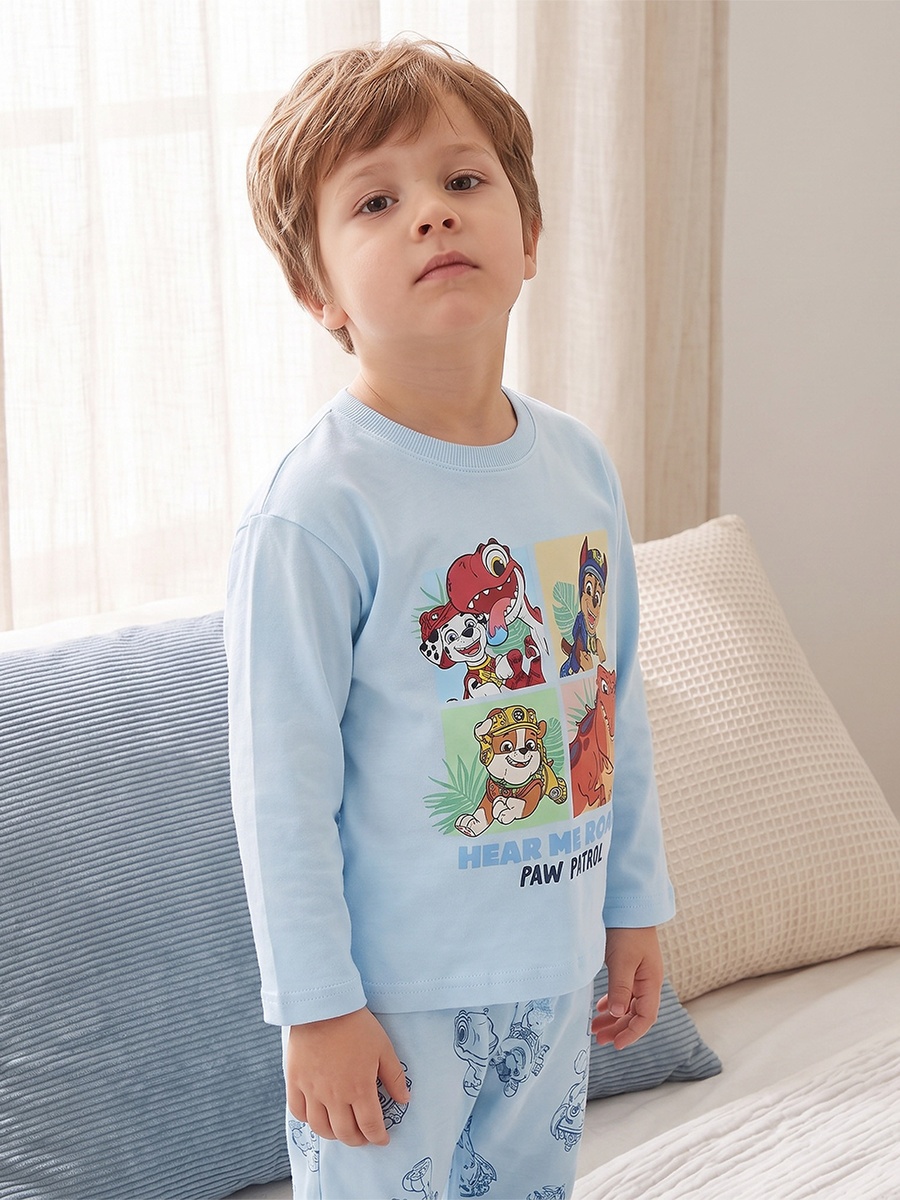 Cotton Crew Neck Long Sleeves Pyjama Set with PAW Patrol Print