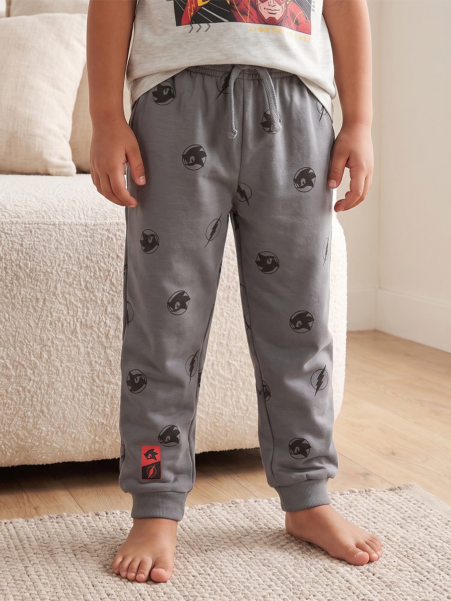 Cotton Crew Neck Short Sleeves Pyjama Set with Sonic Print