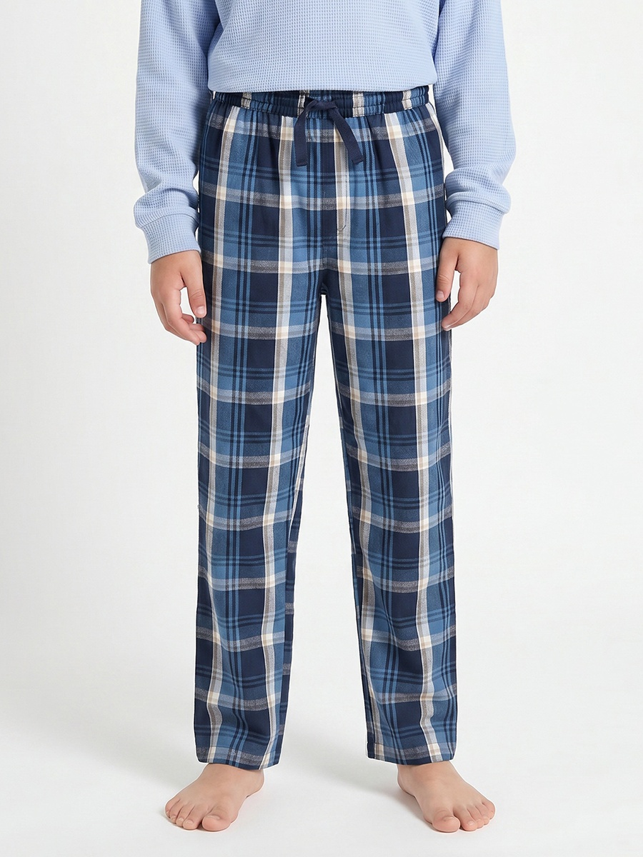 Cotton Mandarin Collar Long Sleeves Pyjama Set with Nautical Embroidery