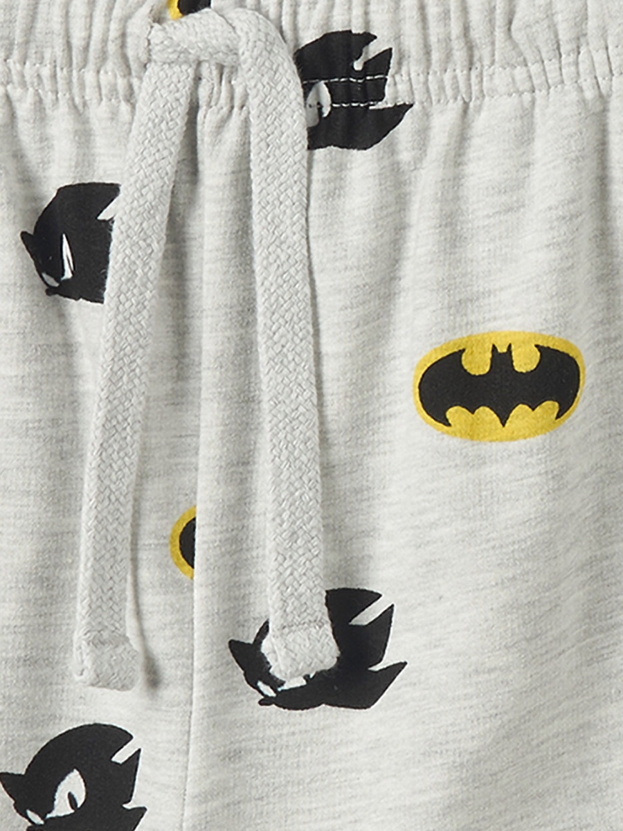 Cotton Crew Neck Long Sleeves Pyjama Set with Sonic and Batman Print