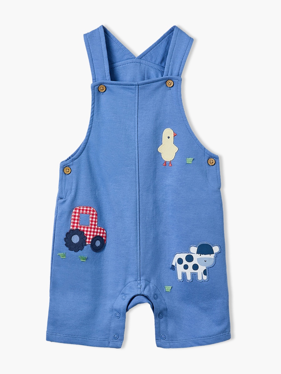 Round Neck Short Sleeves T-Shirt and Dungaree Set with Applique