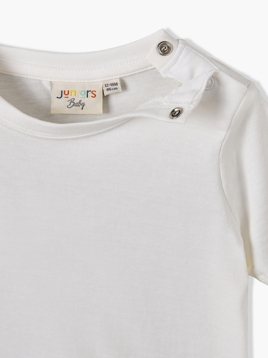 Round Neck Short Sleeves T-Shirt and Dungaree Set with Applique