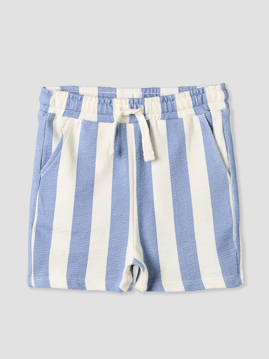 Round Neck Short Sleeves T-Shirt and Shorts Set with Stripes