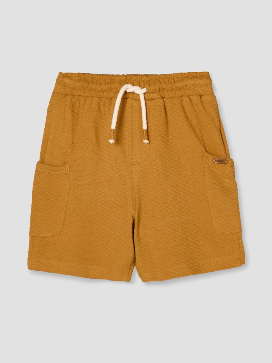 Collared Short Sleeves T-Shirt and Shorts Set with Textured Design