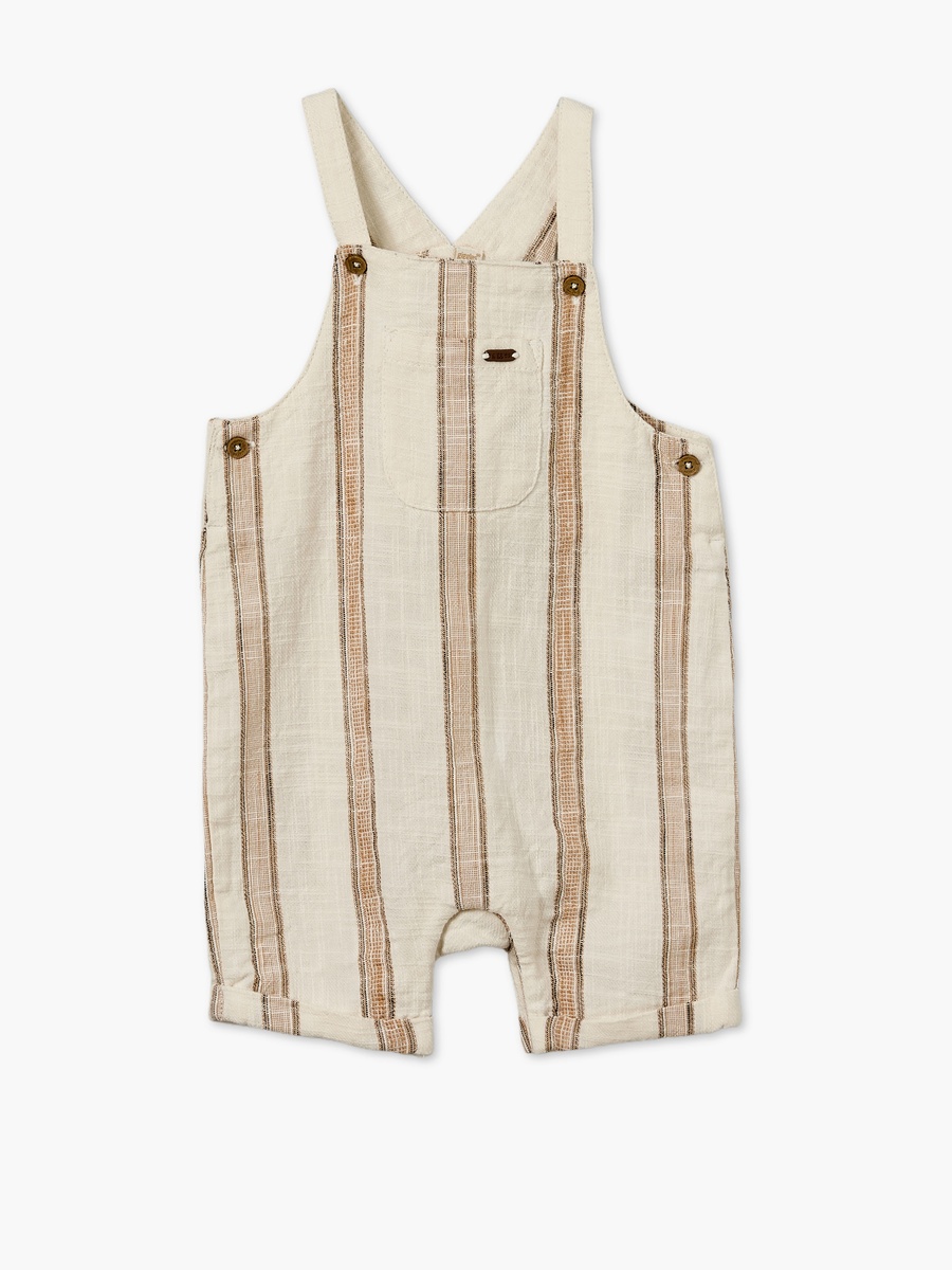 Crew Neck Short Sleeves T-Shirt and Dungarees Set with Stripes