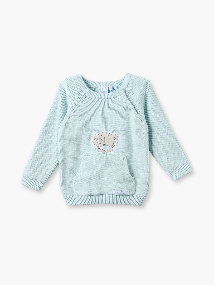 Round Neck Long Sleeves Sweater and Pants Set with Teddy Bear Applique