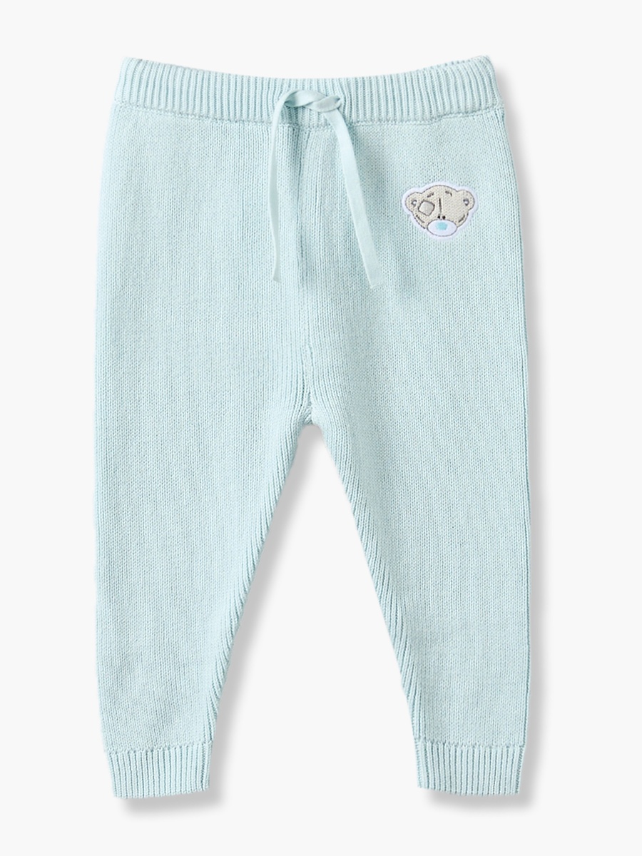 Round Neck Long Sleeves Sweater and Pants Set with Teddy Bear Applique