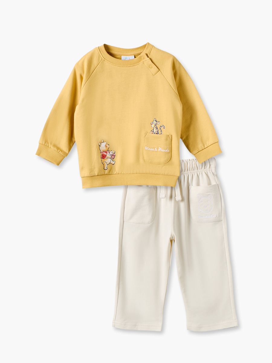 Crew Neck Long Sleeves Sweatshirt and Trousers Set with Winnie the Pooh Print