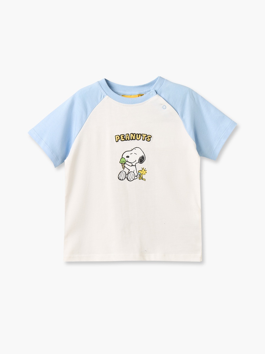 Crew Neck Short Sleeves T-Shirt and Shorts Set with Snoopy Print
