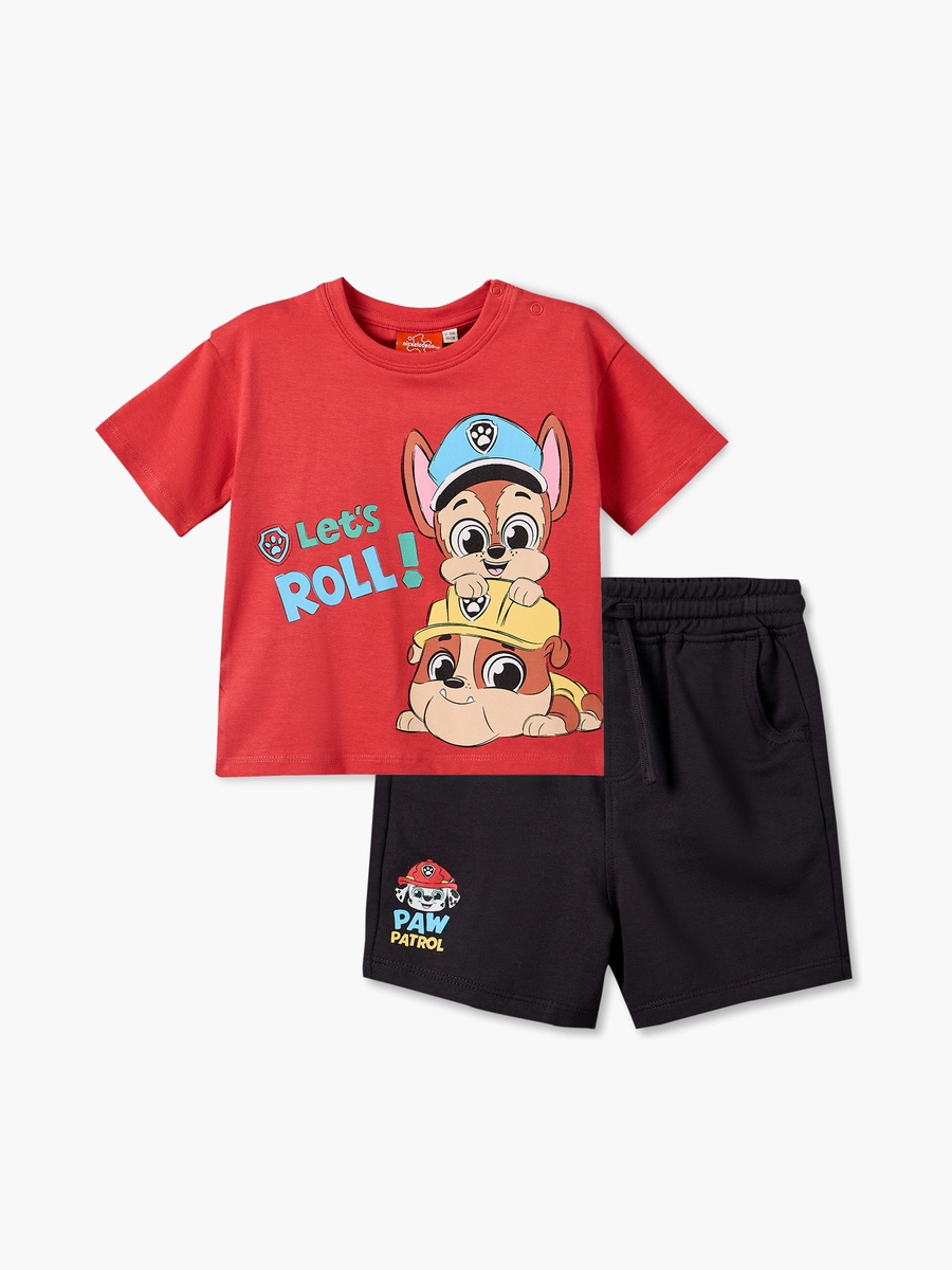 Crew Neck Short Sleeves T-Shirt and Shorts Set with PAW Patrol Print