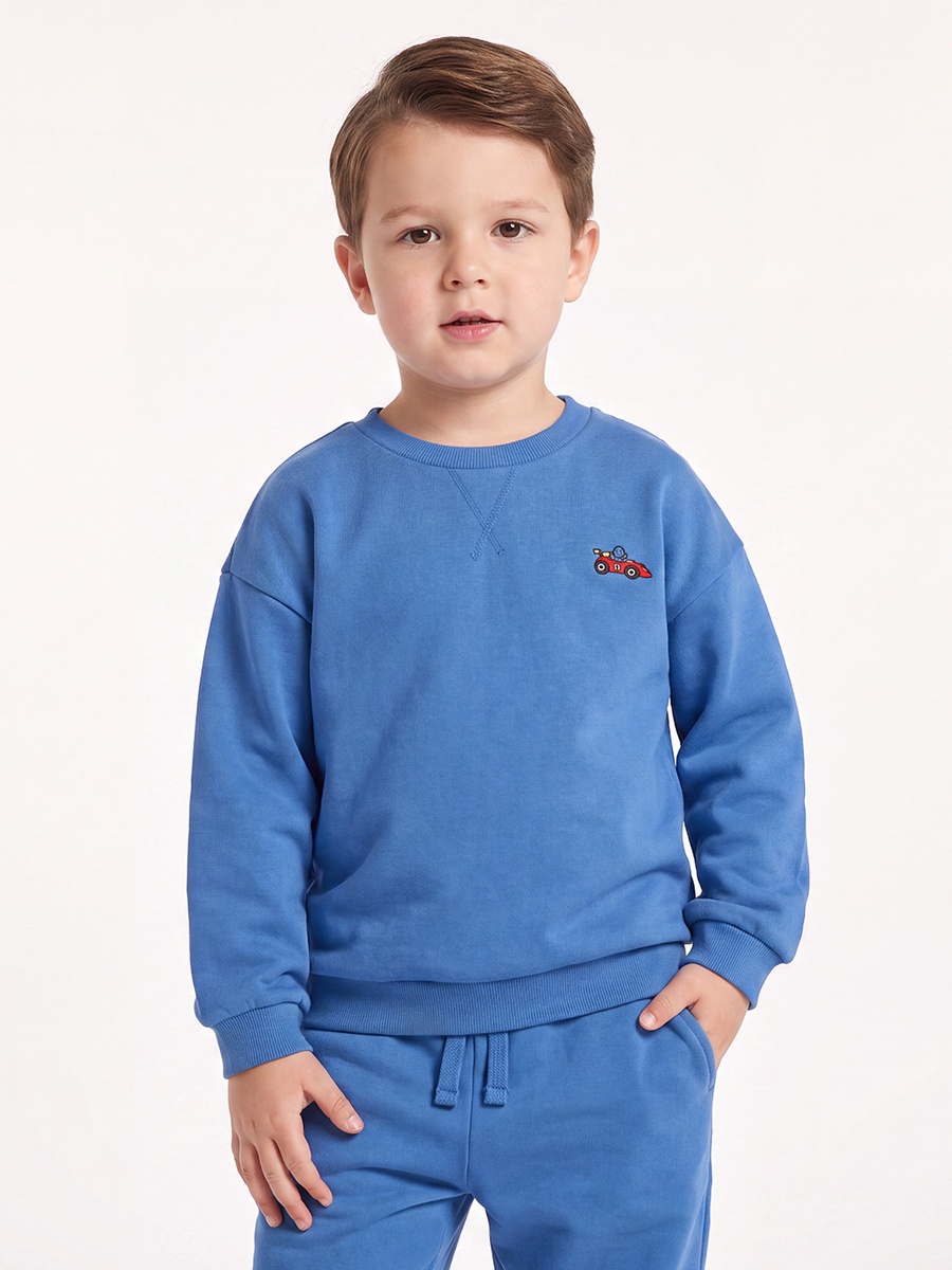 Crew Neck Long Sleeves Sweatshirt and Joggers Set with Embroidery