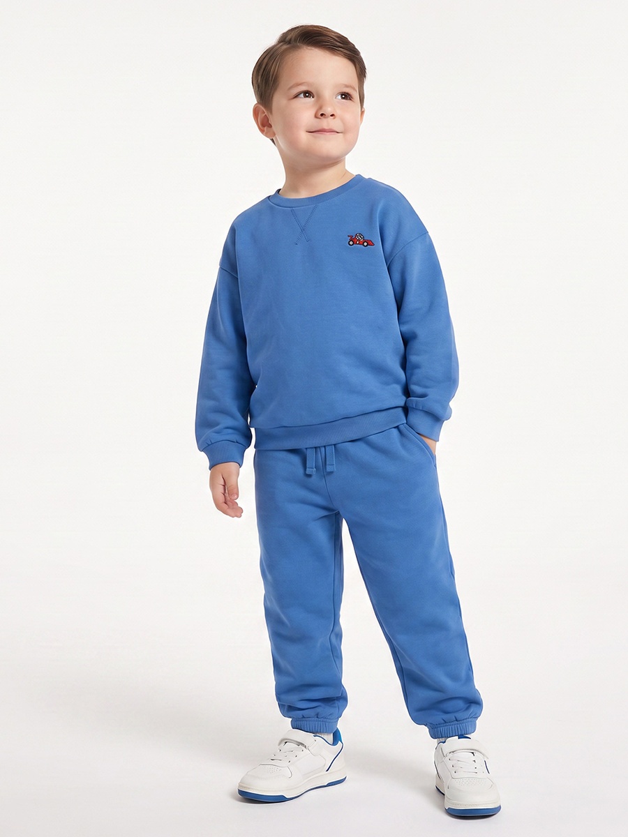 Crew Neck Long Sleeves Sweatshirt and Joggers Set with Embroidery