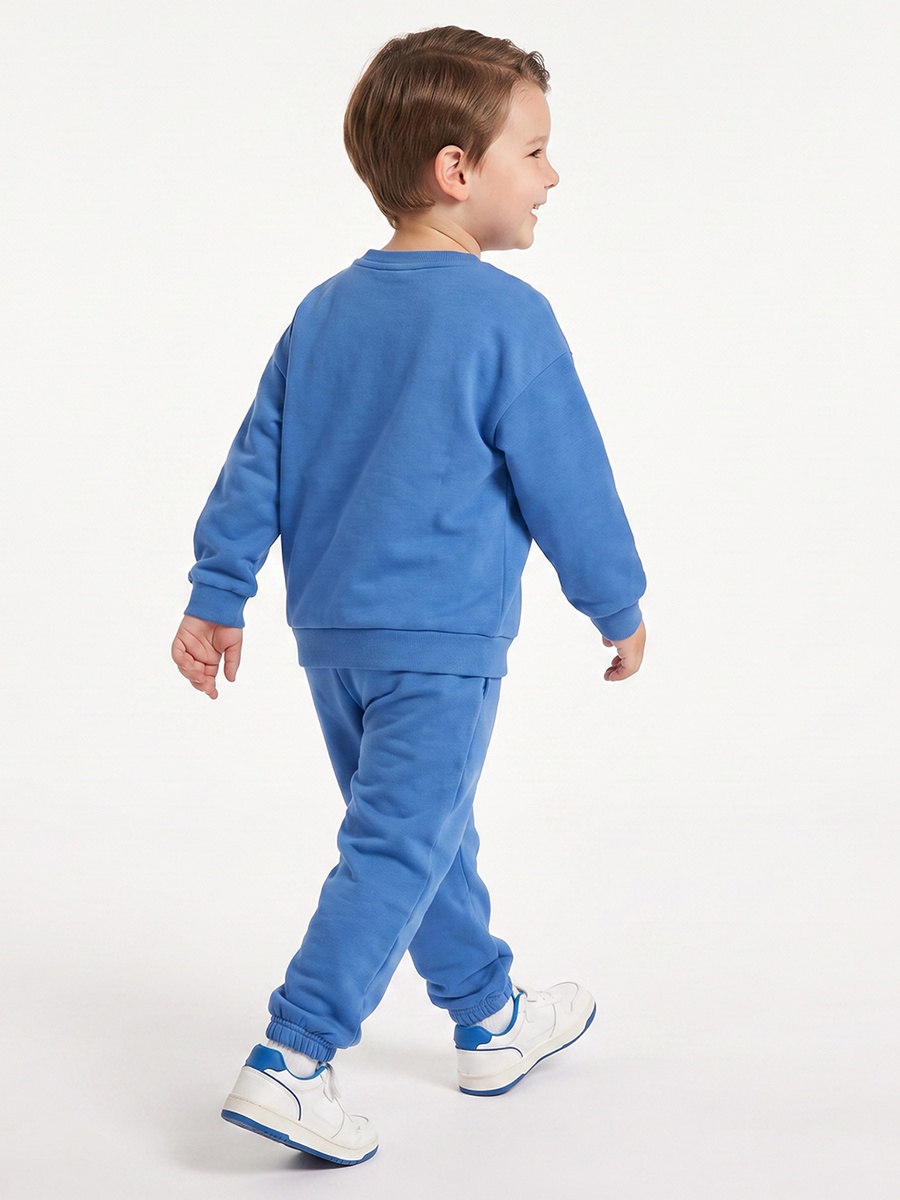 Crew Neck Long Sleeves Sweatshirt and Joggers Set with Embroidery