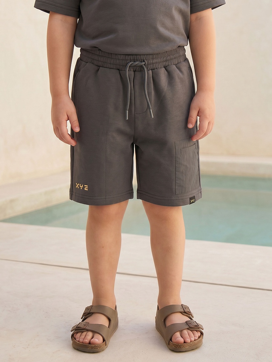 Crew Neck Short Sleeves T-Shirt and Shorts Set with Logo Print