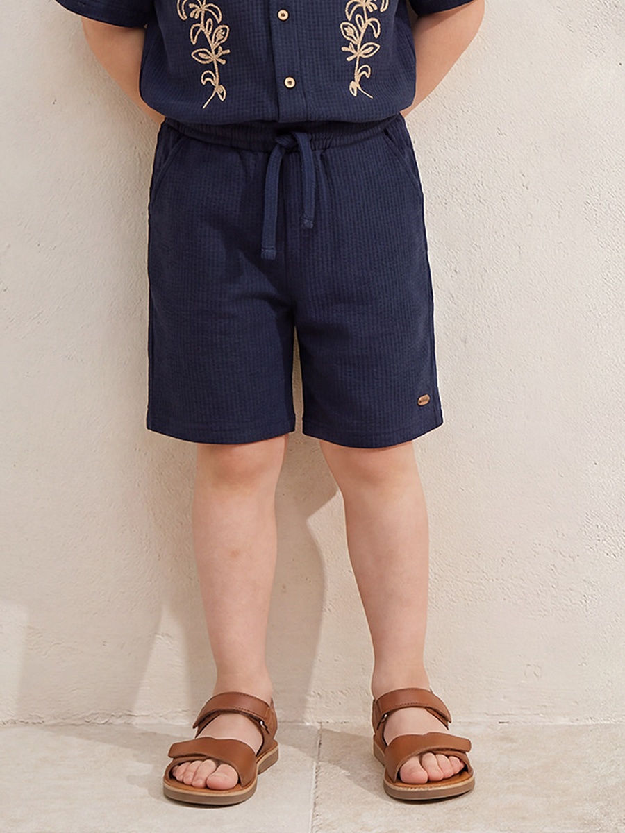 Collared Short Sleeves Shirt and Shorts Set with Embroidery