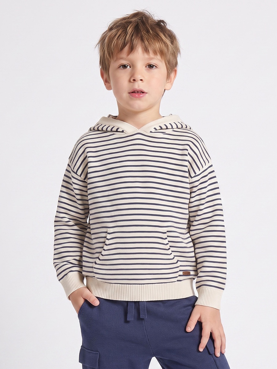 Hooded Long Sleeves Sweatshirt and Trousers Set with Stripes