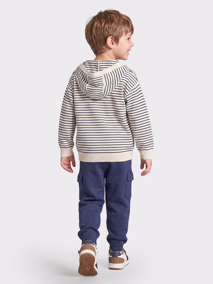 Hooded Long Sleeves Sweatshirt and Trousers Set with Stripes