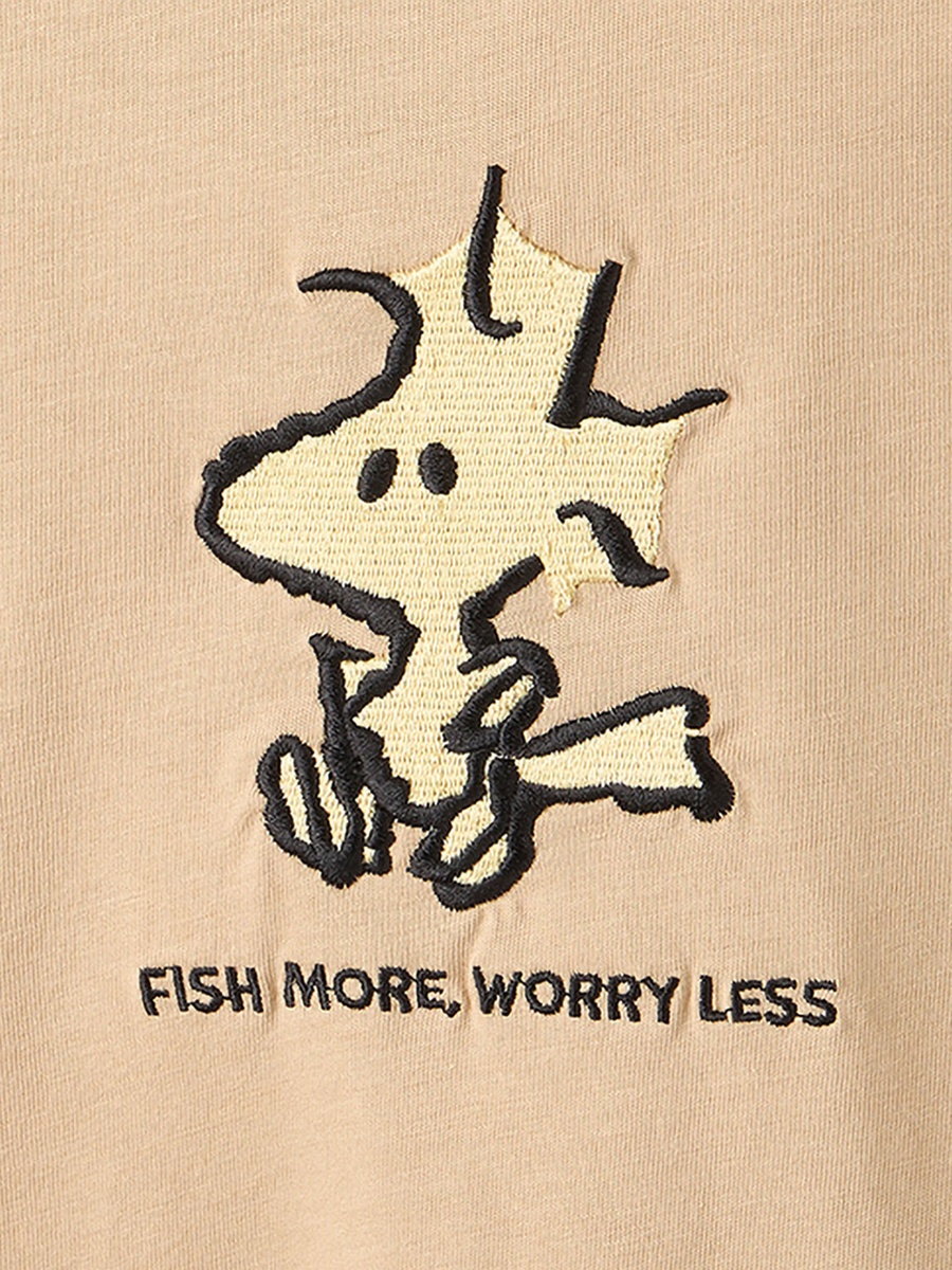 Crew Neck Short Sleeves T-Shirt and Cargo Shorts Set with Peanuts Print