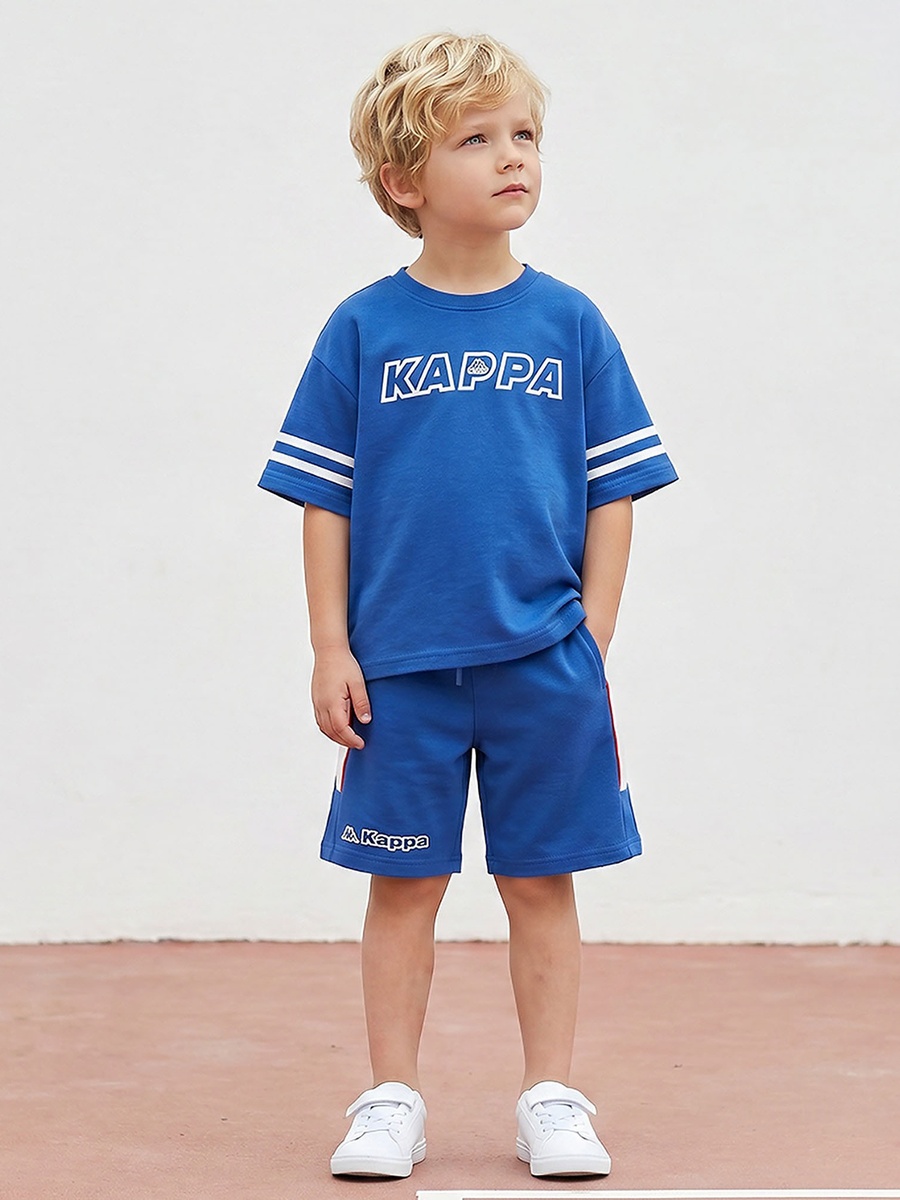 Crew Neck Short Sleeves T-Shirt and Shorts Set with Logo Print