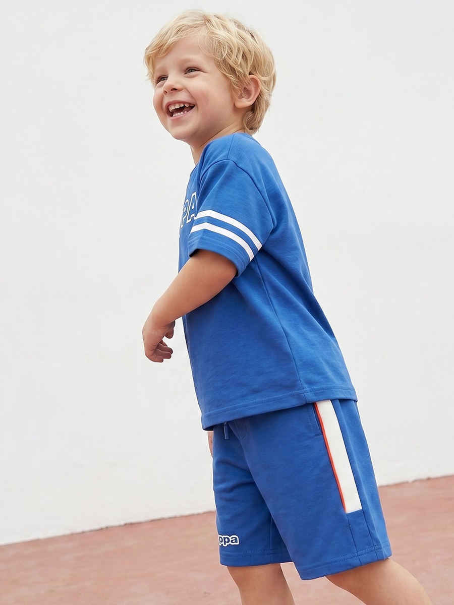 Crew Neck Short Sleeves T-Shirt and Shorts Set with Logo Print