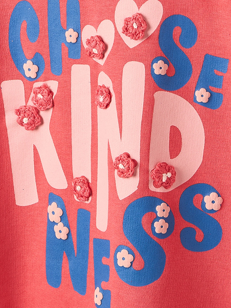 Crew Neck Short Sleeves T-Shirt and Skirt Set with Slogan Print