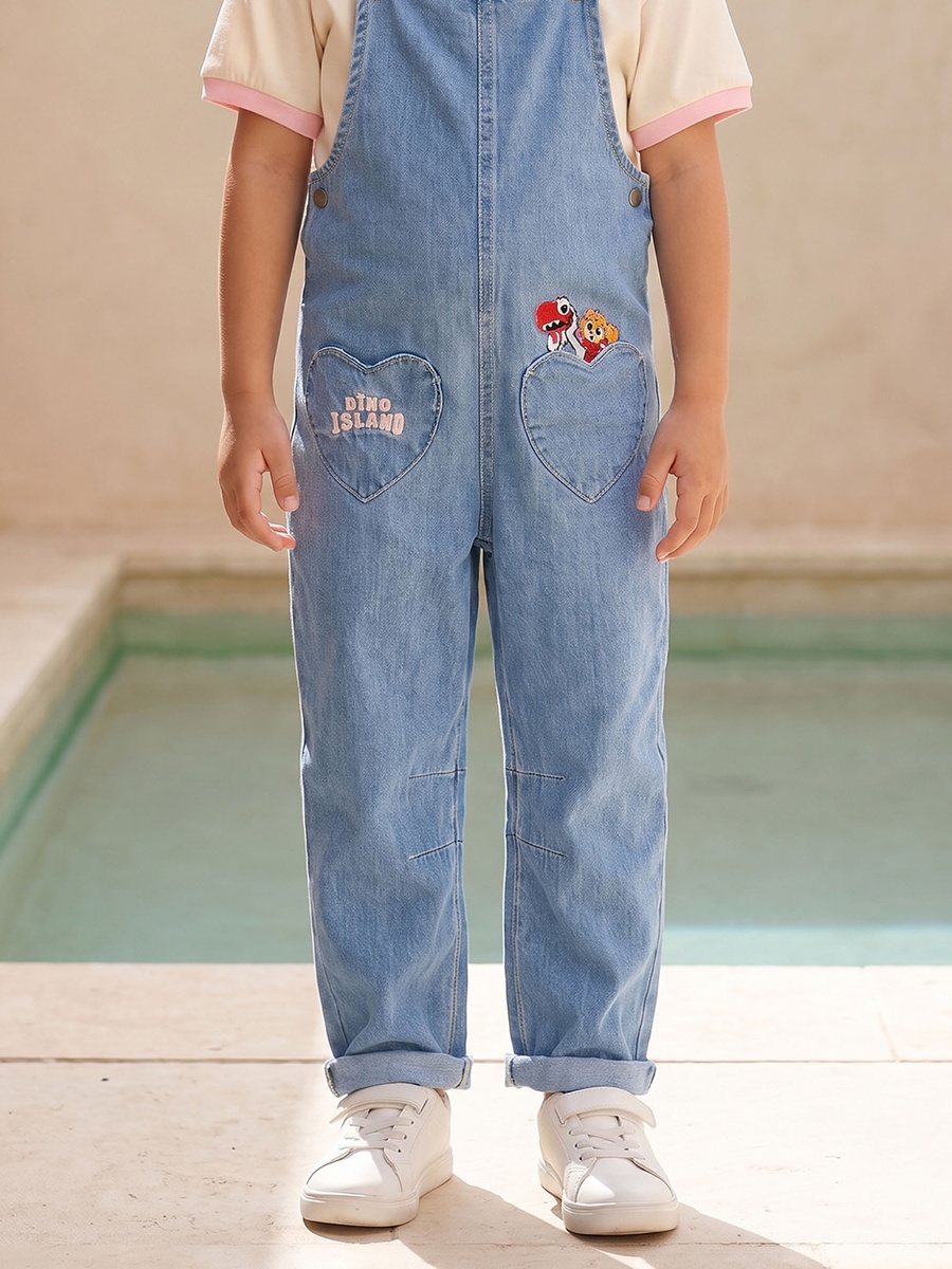 Crew Neck Short Sleeves T-Shirt and Dungaree Set with Paw Patrol Print