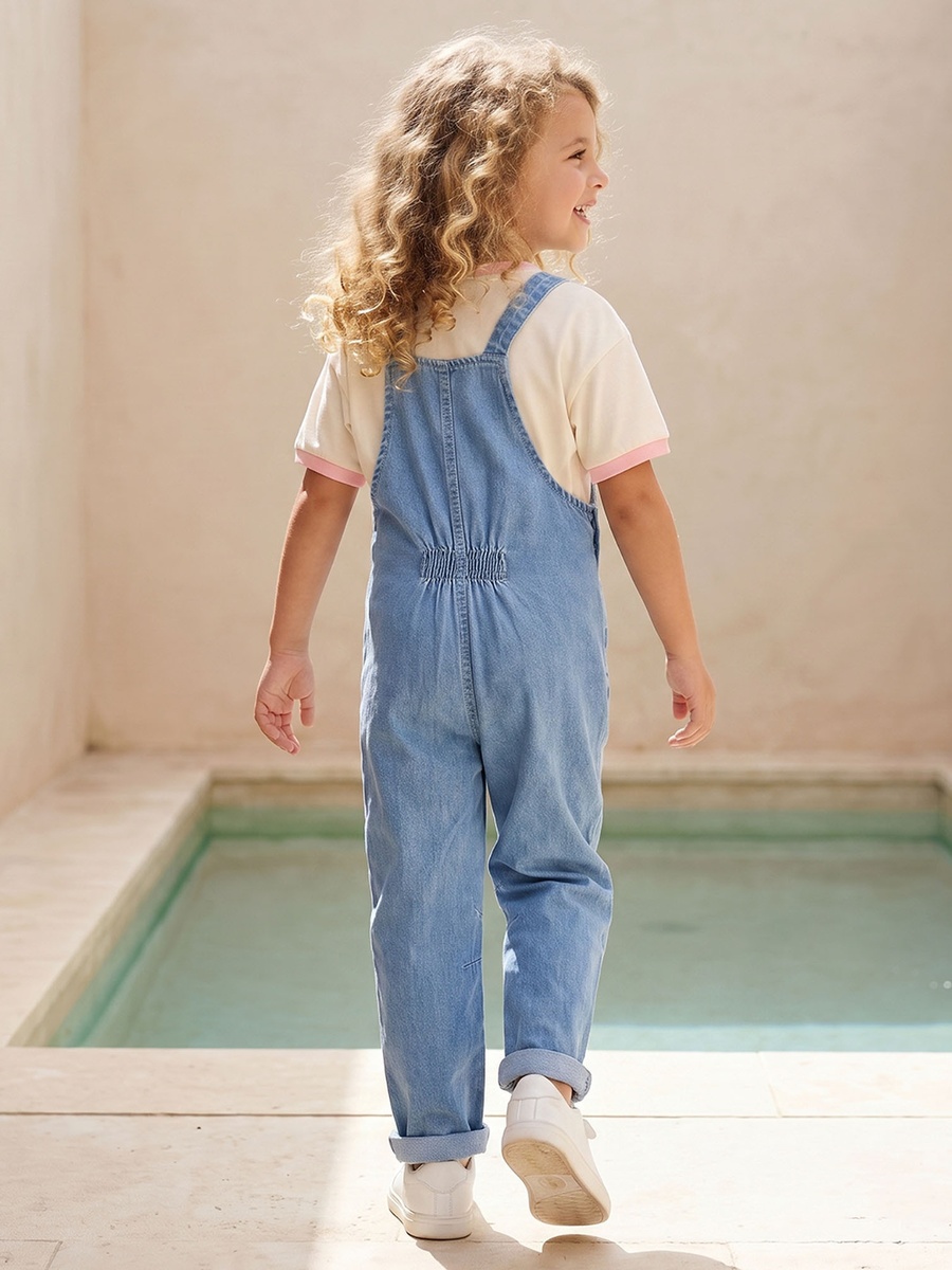 Crew Neck Short Sleeves T-Shirt and Dungaree Set with Paw Patrol Print